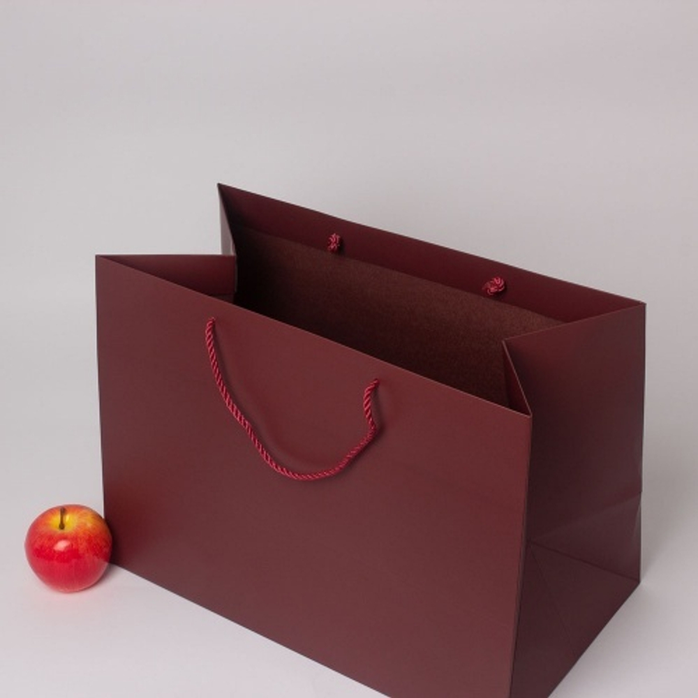 Пакет 45x32x25, бордо, витой шнур, картон VIP