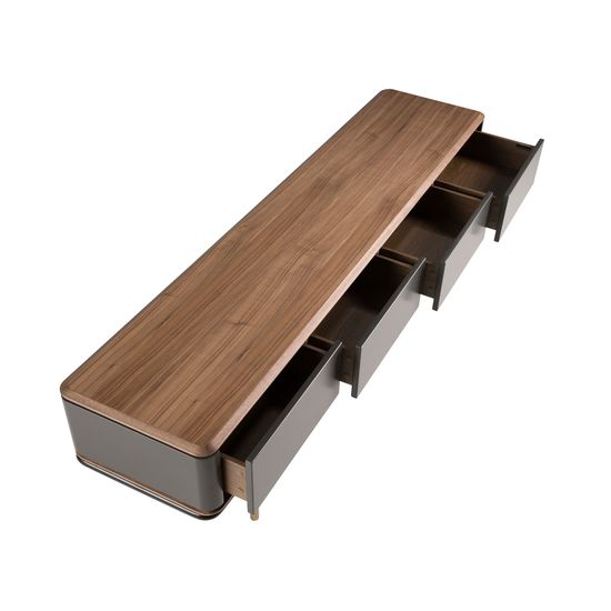 Тумба под ТВ 3265/CP2308TV2 из темно-серого дерева с ореховой столешницей