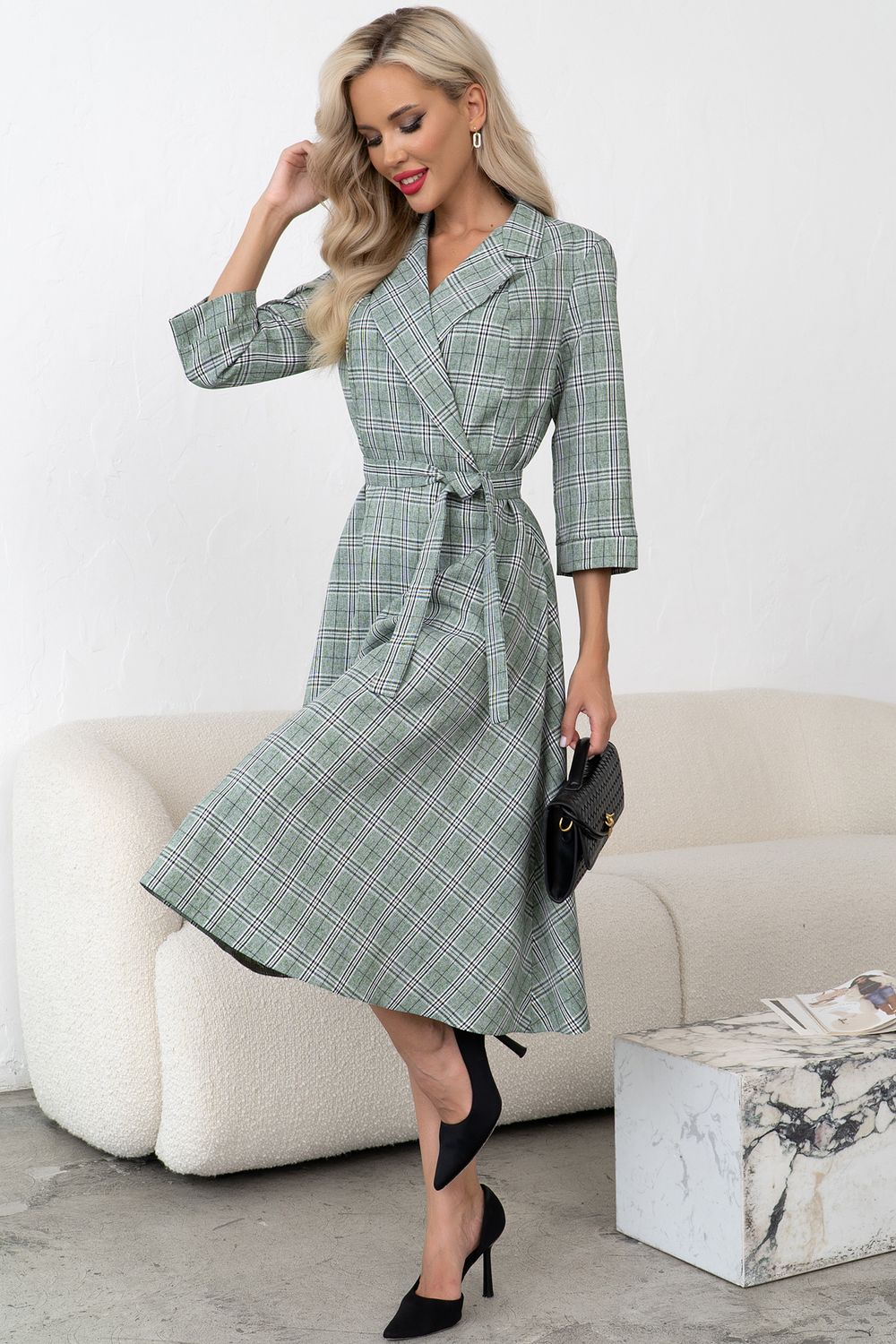 Платье в клетку (мятный/клетка) Р11-1225/4 Nikol