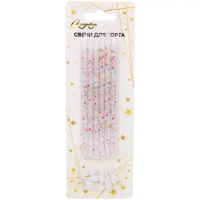 Свечи в торт «Брызги» 6шт 13 см