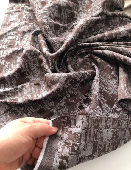 Портьерная ткань винтажный хлопковый жаккард Felicia col. 160 коричневый (высота 280 см, Индия)