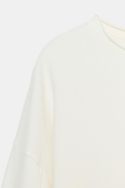 ZARA ФУТБОЛКА С ДЛИННЫМИ РУКАВАМИ, ЖЕЛТОВАТО-БЕЛЫЙ