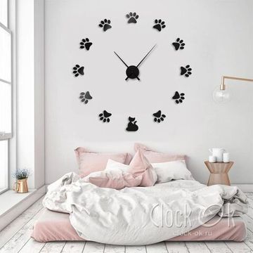 Настенные 3D часы Кошачьи лапки