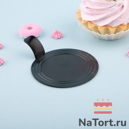 Подложка пластиковая круглая с держателем (цвет Черный)