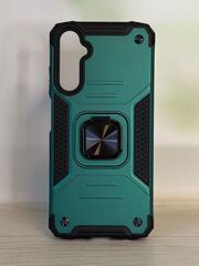 Противоударный чехол для Samsung Galaxy A05s зеленый с пластиной для магнитного автодержателя и кольцом подставкой