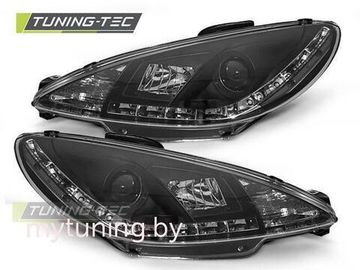 Передние фары dailight black для Peugeot 206