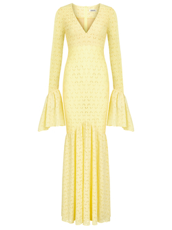 Платье макси трикотажное с воланом