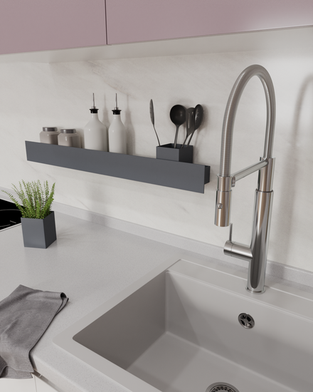 Полка-органайзер с тремя секциями Loco 80 (нерж. графит)