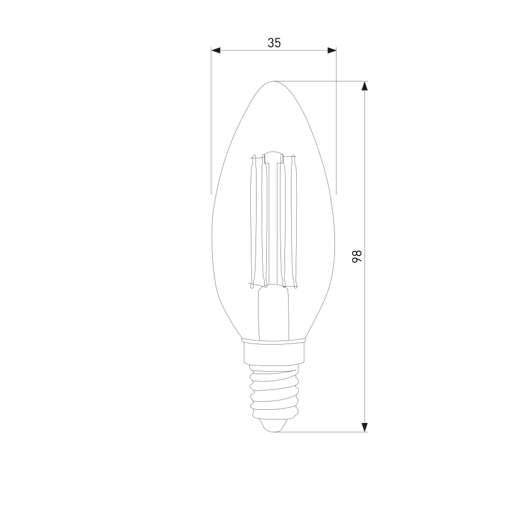 Филаментная светодиодная лампа "Свеча" C35 9W 3300K E14 (CW35 прозрачный) BLE1409