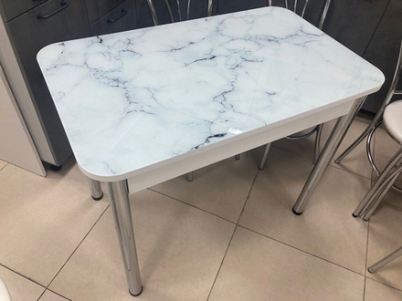 Стол стеклянный с фотопечатью (подстолье прямое нераздвижное белое )