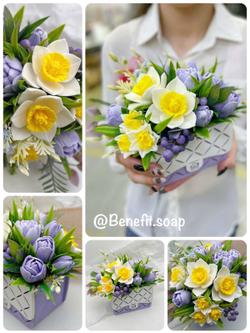 Букет из мыла «Тюльпаны и нарциссы, вайлет»