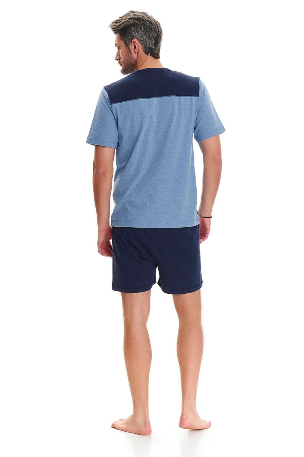 Мужская пижама с накладным карманом на футболке (Размер: L) (Цвет: синий)