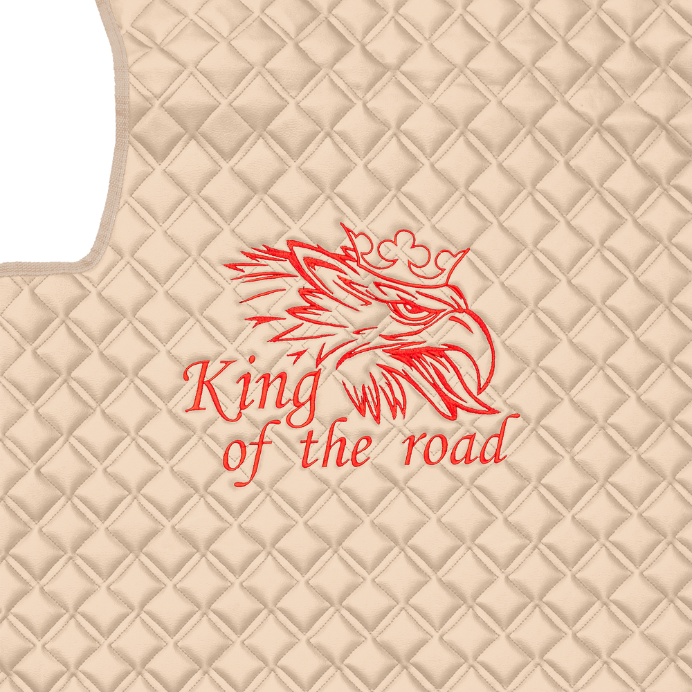 Ковры SCANIA 5 серии R (механика) (экокожа, бежевый, бежевый кант, красная вышивка)