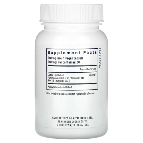 Vital Nutrients, Guggul E & Z, 60 веганских капсул (37,5 мг на капсулу)