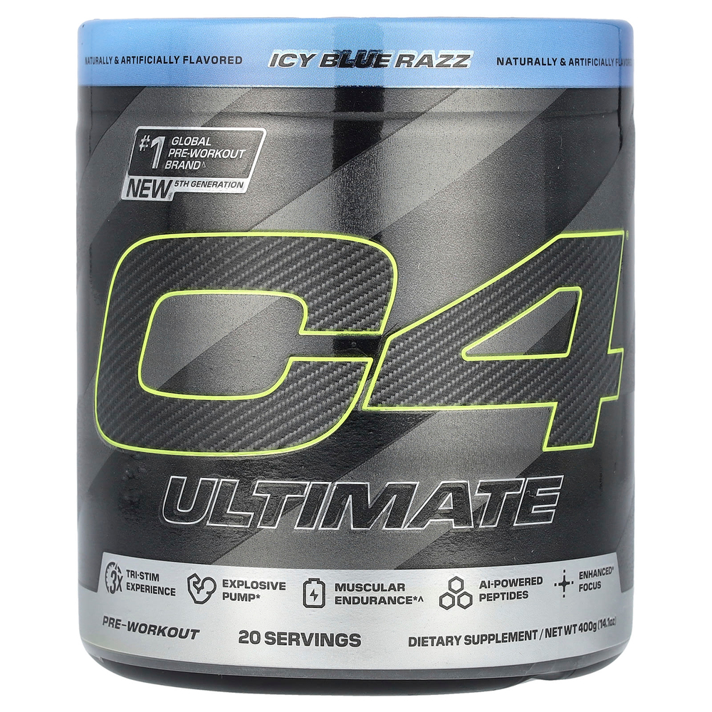 C4 / Cellucor, C4® Ultimate, предтренировочная добавка, со вкусом голубой малины, 400 г (14,1 унции)