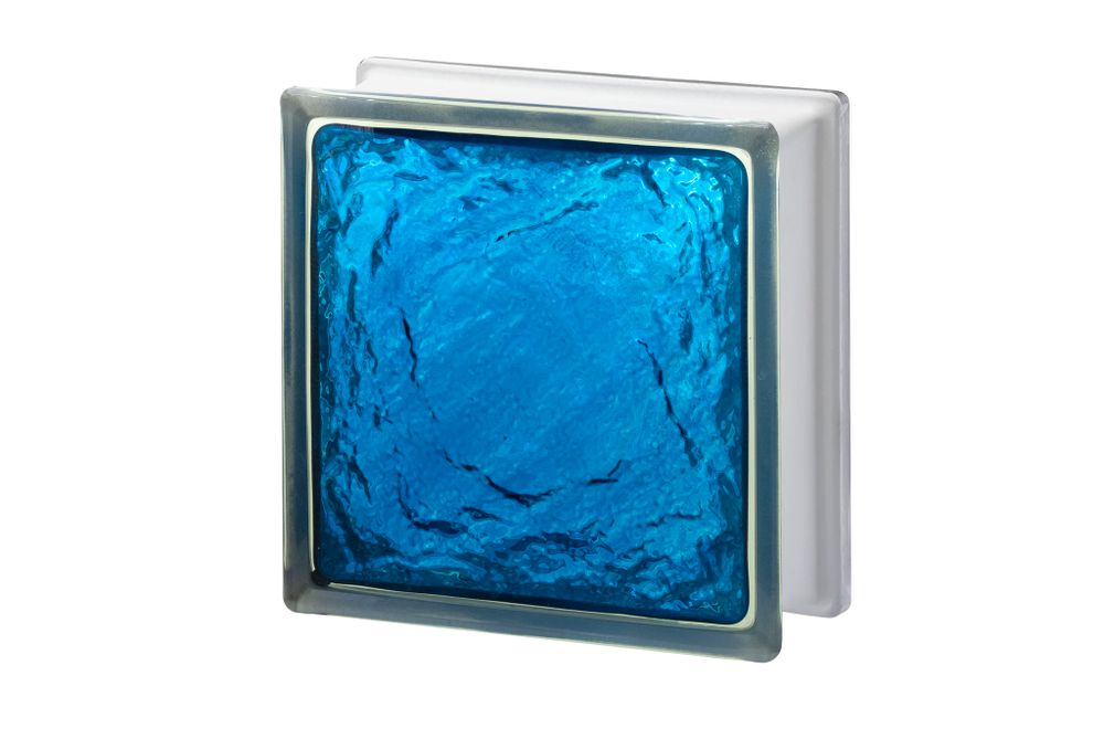 Стеклоблок Айс синий Vitrablok 19,7x19,7x8