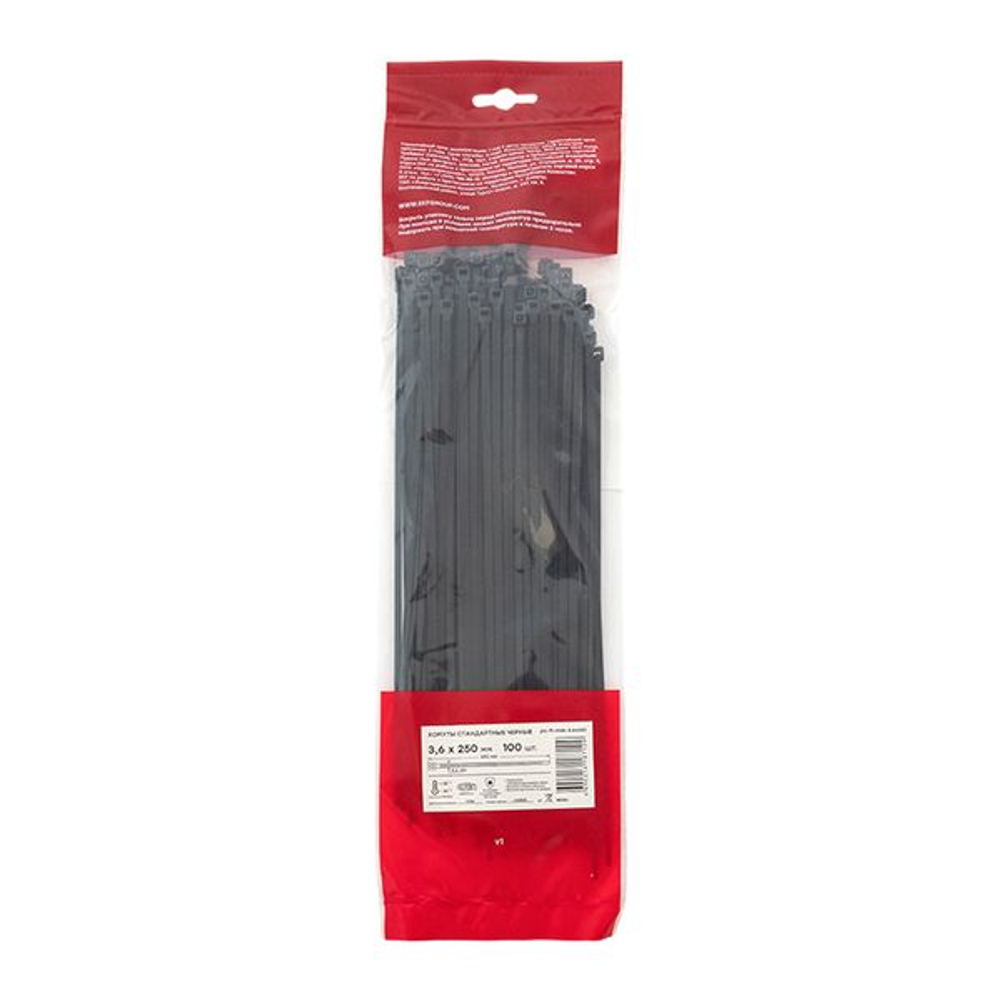 Хомут P6.6 стандартный (ч), 3.6x250 (100шт) FlexLock EKF