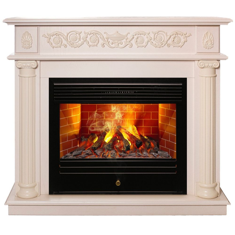 Электрокамин RealFlame Attica WT айвори с очагом 3D Novara