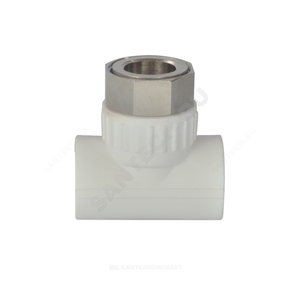 Тройник PP-R комбинированный белый Дн 20х3/4" с накидной гайкой VALFEX 11140120