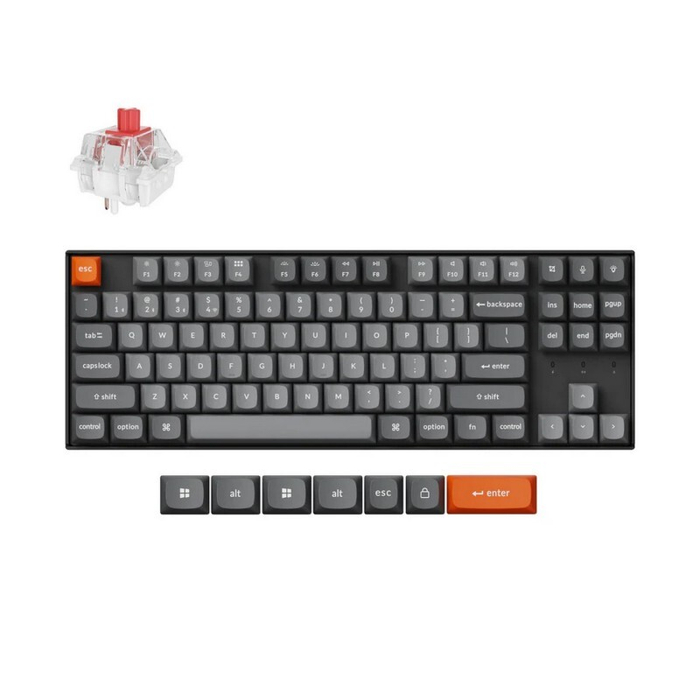 Беспроводная механическая клавиатура QMK Keychron K8 Max, 87 клавиш, RGB подсветка, Hot-swap, алюм.рамка Keychron Red Switch (K8M-Ј1)