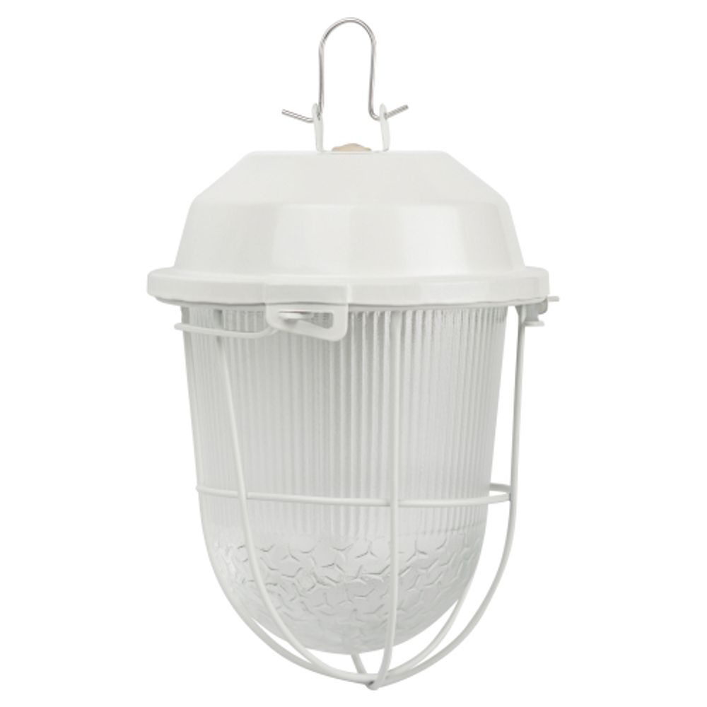 Светильник ЭРА НСП 02-100-003 с решеткой Желудь сталь стекло IP54 E27 max 100Вт 172х262х275 белый | Светильники НСП (Желуди)