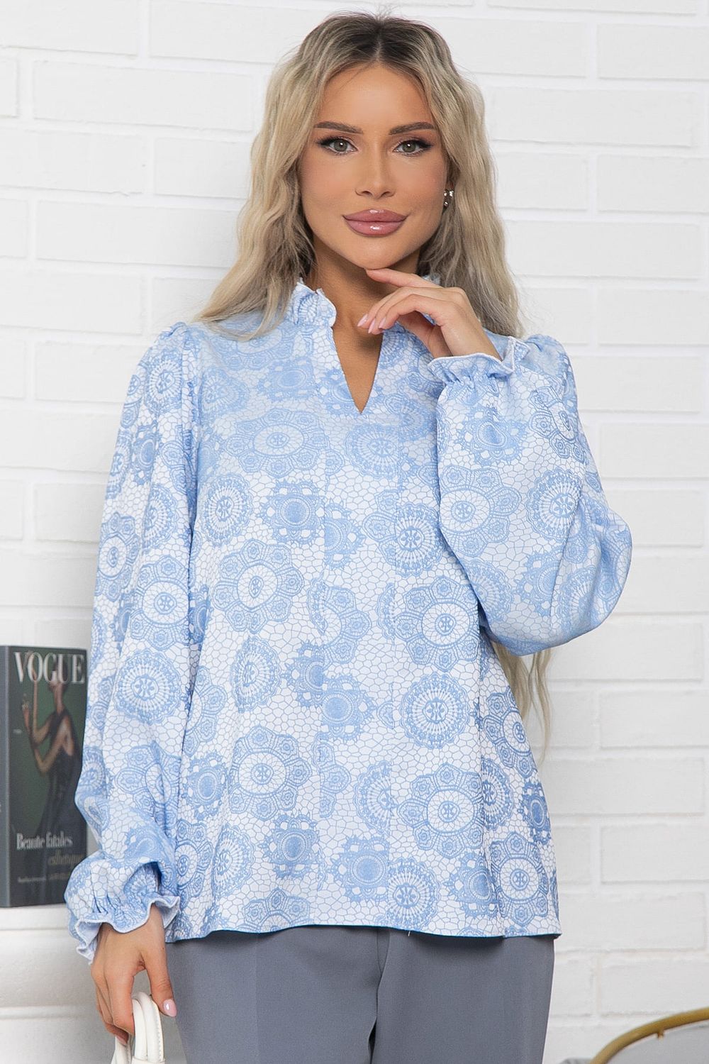 Блуза Доменика (бело-голубая) Б15015-18М LT Collection