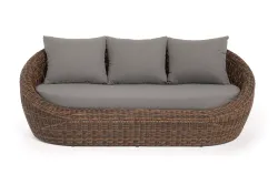 "Барселона" диван из искусственного ротанга трехместный, цвет коричневый
