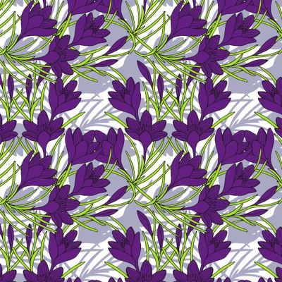 crocus flowers seamless pattern.