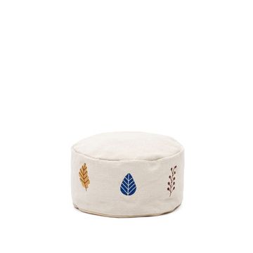 Пуф Yanil из 100% белого хлопка с разноцветной вышивкой Ø 40 см