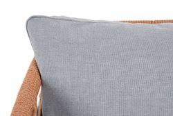 "Диего" кресло плетеное из роупа, каркас алюминий светло-серый (RAL7035) муар, роуп оранжевый меланж круглый, ткань светло-серая