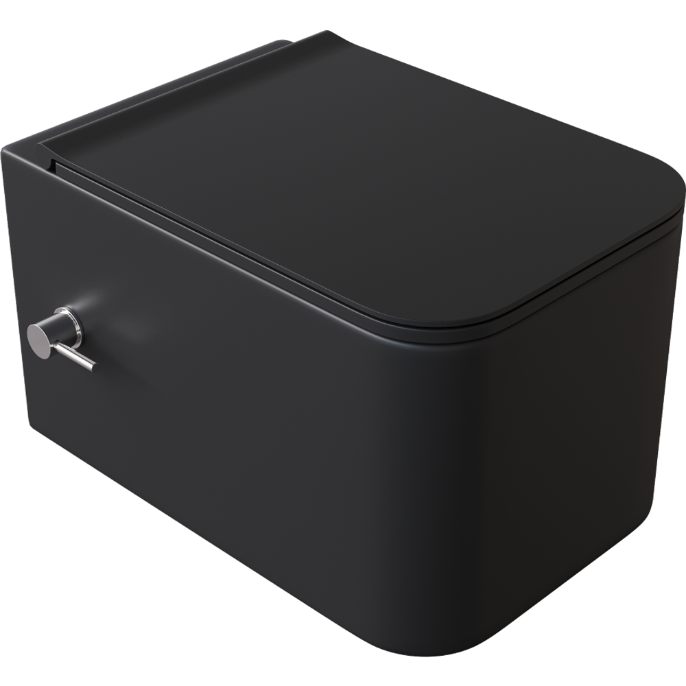 Унитаз подвесной с биде Boheme Mane 970-SET-2-B, черный матовый с крышкой-сиденьем с микролифтом