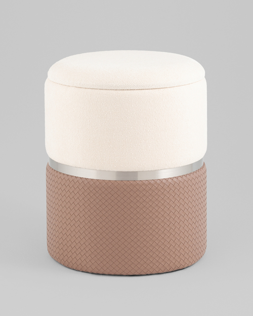 Пуф Кэрри с ящиком серебро шенилл светло-коричневый