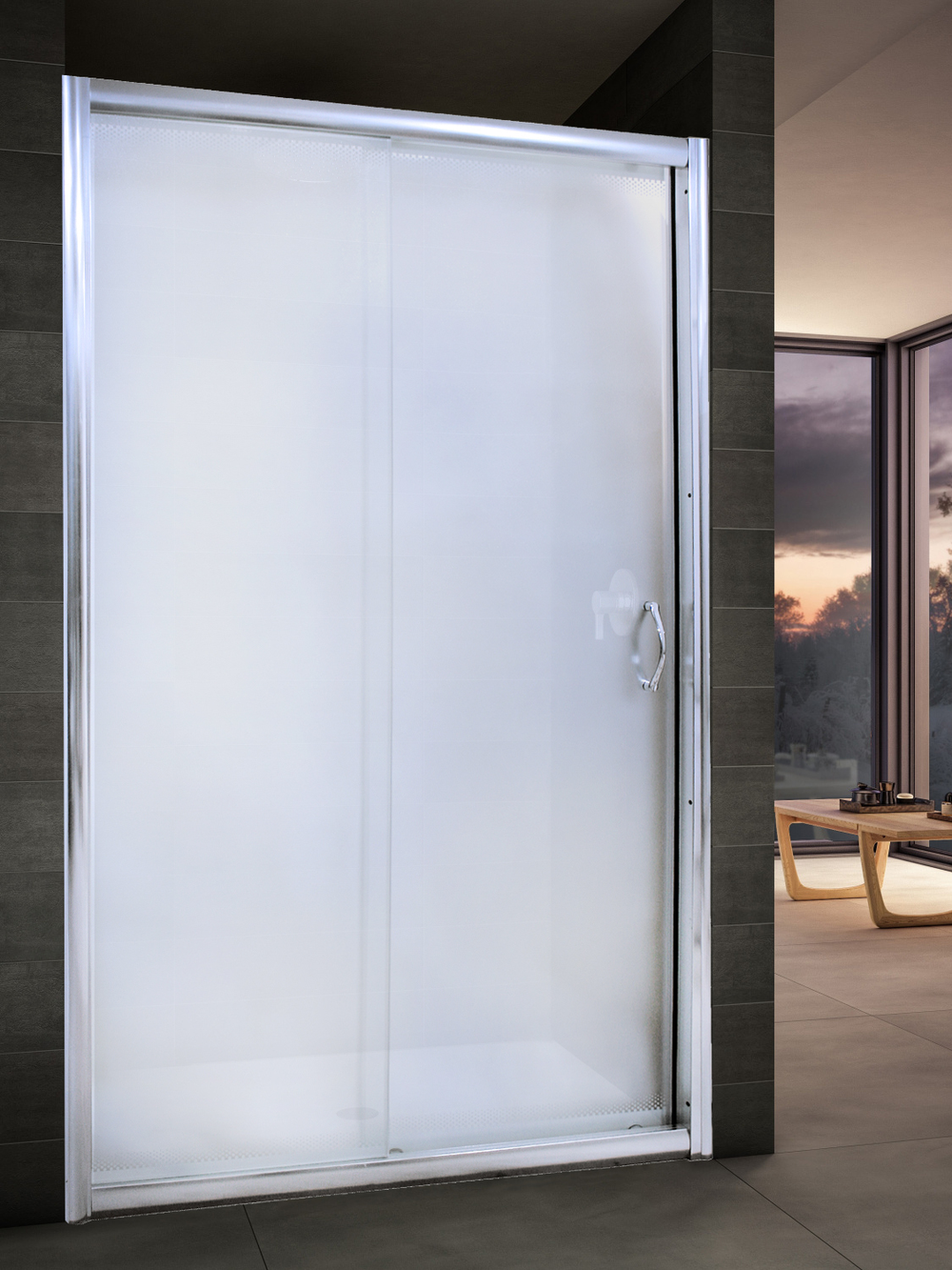 Душевое ограждение RIVER BERING 110 МТ Душевое ограждение 110х185 10000001396 Прямоугольная Универсальная  Хром матовый