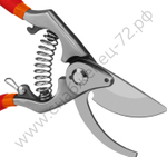 GRINDA G-7, 210 мм, высокоуглеродистая сталь, направленное под углом лезвие, цельнокованый, покрытие ПВХ, плоскостной секатор (423107)