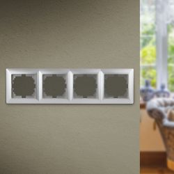 Рамка для розеток и выключателей Intro Solo 4-504-03 на 4 поста, СУ, алюминий