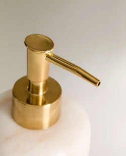 ZARA HOME ДОЗАТОР ДЛЯ МЫЛА С МРАМОРНЫМ УЗОРОМ, ЭКРЮ