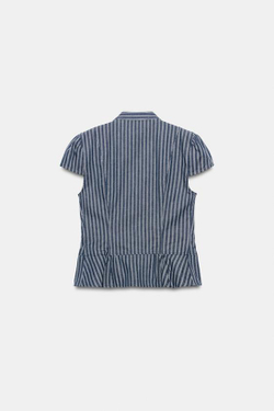 ZARA ТОП В ПОЛОСКУ С ПУГОВИЦАМИ, ТЕМНО-СИНИЙ/БЕЛЫЙ