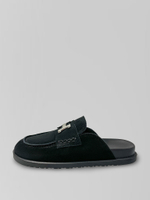 Мюли DL20 замшевые однотонные с металлической нашивкой