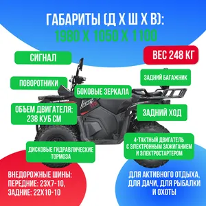 Бензиновый квадроцикл WHITE SIBERIA BARS 320 - Чёрный фото №3