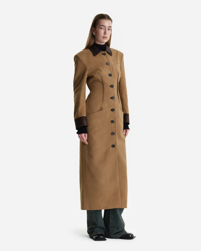 Пальто из канваса песочное