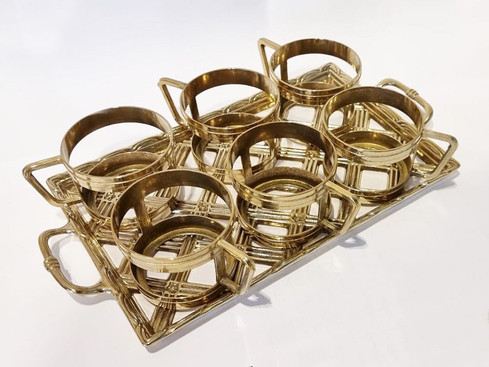 Alberti Livio Набор: поднос Плетенка + 6 подстаканников со стаканами