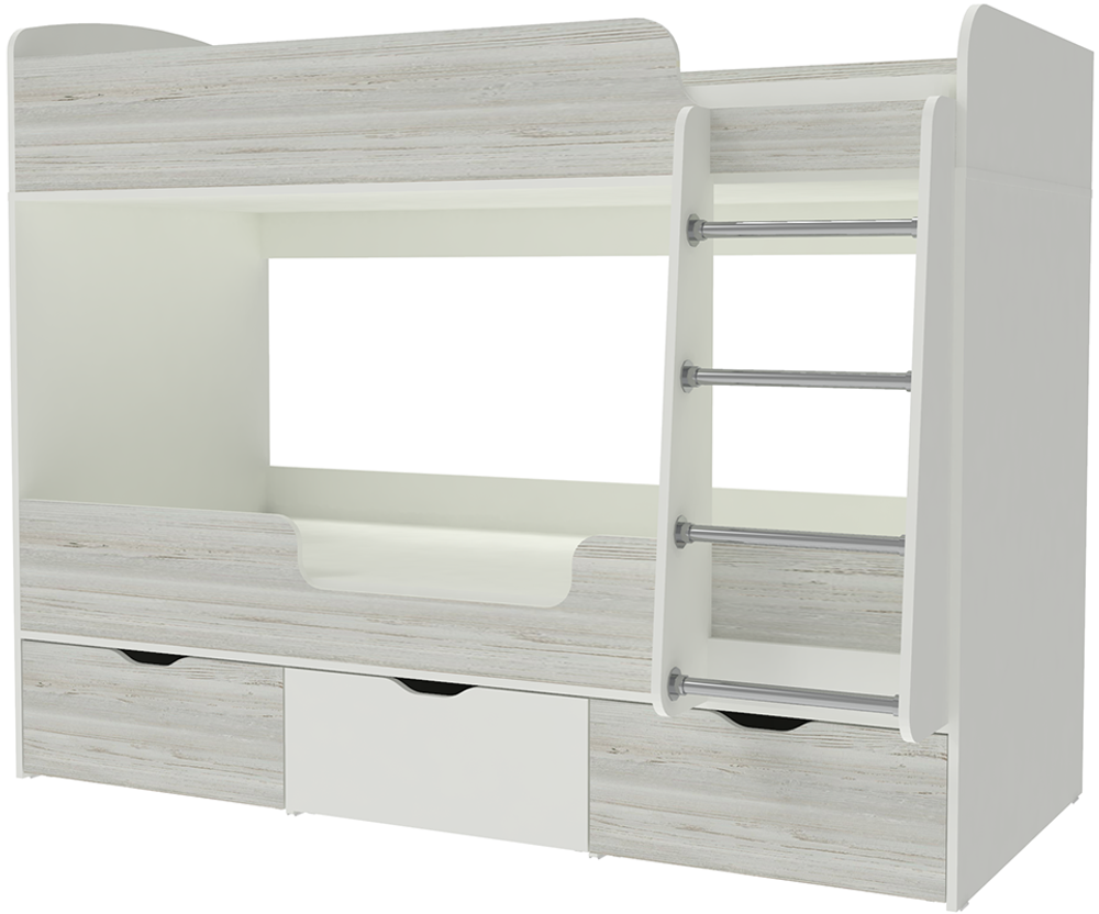 Кровать двухъярусная КарИВи Малыш Двойняшка 80х180 Белый  Винтерберг