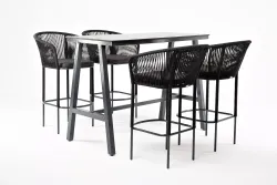"Рио" барный комплект на 4 персоны, стол HPL "серый гранит", цвет темно-серый