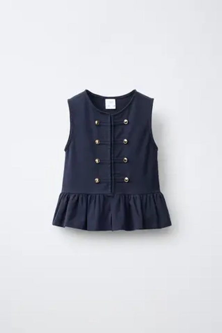 ZARA ФУТБОЛКА С ЗАСТЕЖКОЙ-КЛЕВАНТ, МОРСКОЙ СИНИЙ