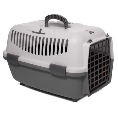 Переноска для животных с пластиковой дверцей "Верона" M, серая, 550x360x350мм, серия TRAVEL, Triol