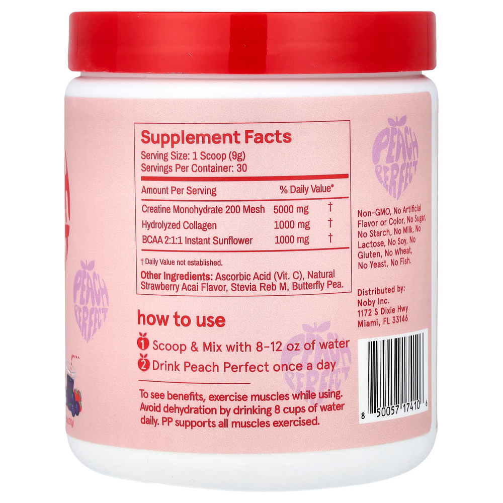 Peach Perfect, креатин, клубника и асаи, 270 г (9,5 унции)