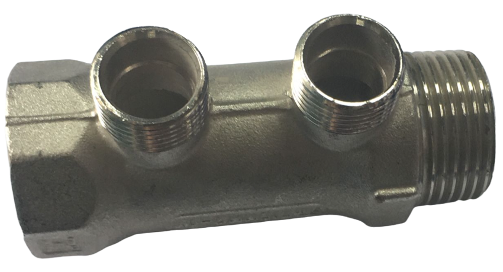 Коллектор TIEMME 1x1/2 н.р.на 2 вых никелированный