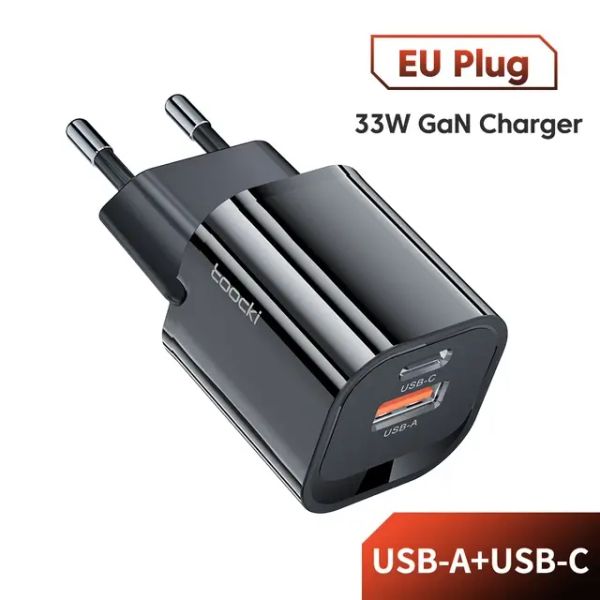 Адаптер питания Toocki 33Вт (Type-C + USB-A) Черный
