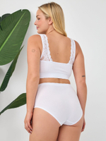 Бюстгальтер-топ в мелкий рубчик с кружевом на бретелях (Размер: 3X) (Цвет: черный)