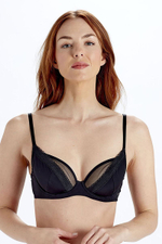 Элегантный тончайший бюстгальтер с чашками на косточках (Размер: 34F) (Цвет: фиолетовый)